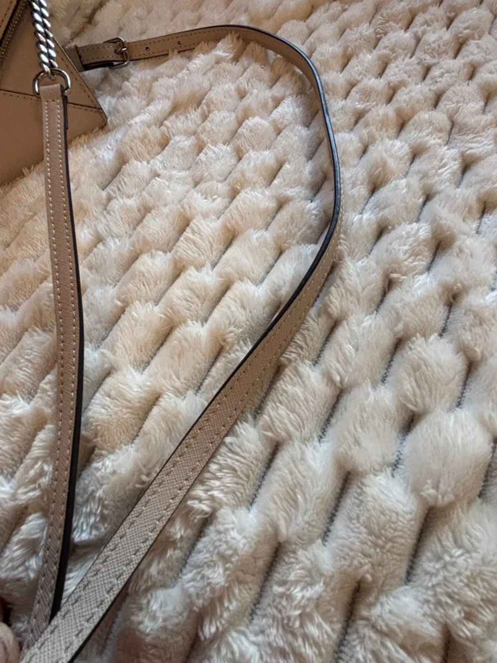 Rebecca Minkoff Beige Saffiano Coated Canvas Envelope Crossbody Wallet